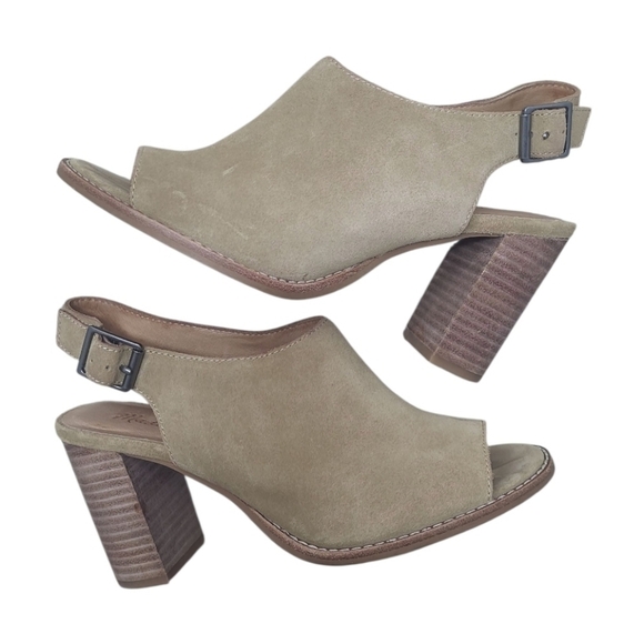 Madewell Cary Genuine Suede Leather  Sling Back Peep Toe Block Heel Sandals 7.5 - Picture 3 of 11